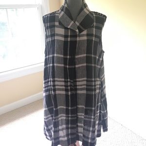 B&W plaid tunic vest from FLAX